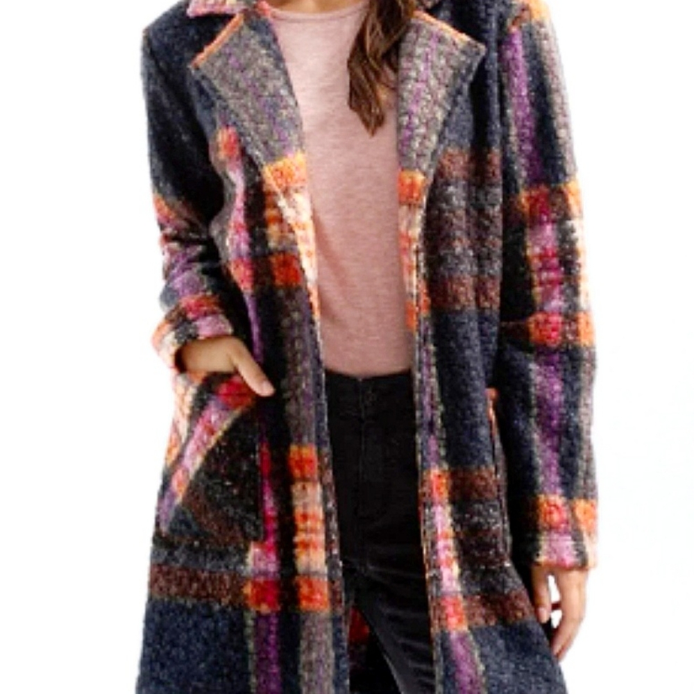 Charlie B Plaid Boulce Knit Coat Size XS